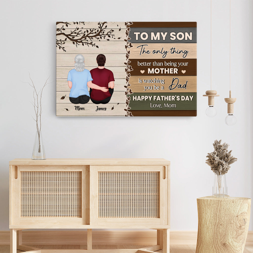 4654CUS3 custom fathers day gifts for son happy fathers day to my son_ canvas 4654C6KAB