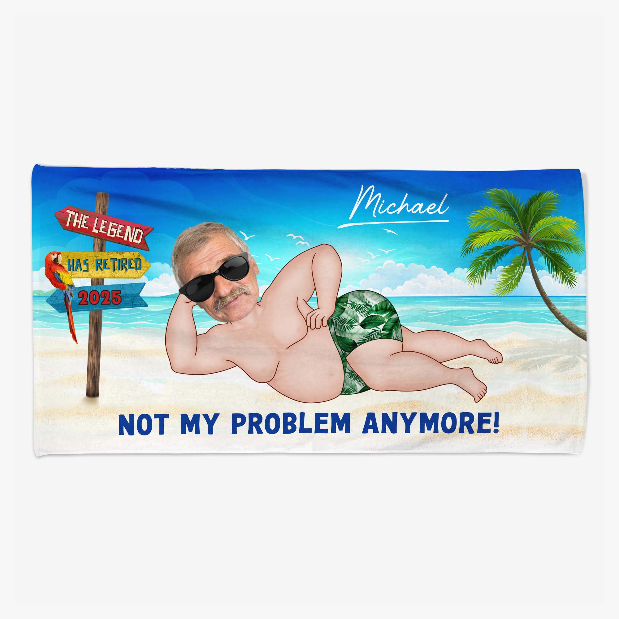 4711BUS1 personalized funny retirement gifts the legend has retired beach towel  4711B3TTB
