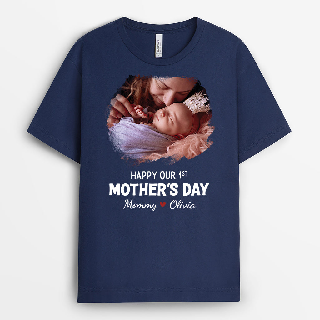 4734AUS2 personalized gift for dads happy 1st fathers day picture t shirt 4734AKQ5B