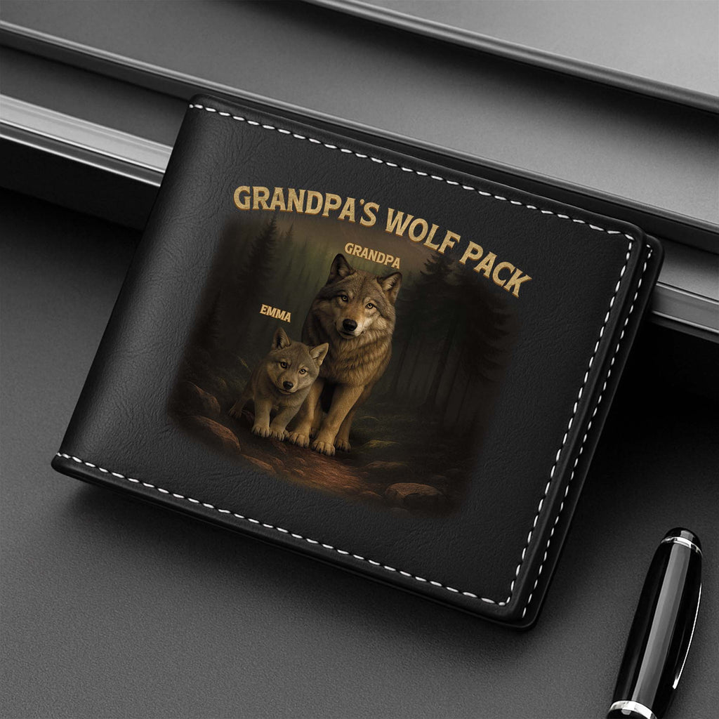 4741JUS2 personalized wolf gifts for dad daddys wolf pack wallet 4741JTM5B