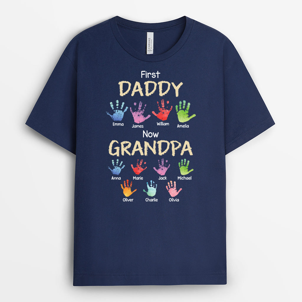 4768AUS2 personalized grandfather gift first dad now grandpa t shirt 4768ATKTB