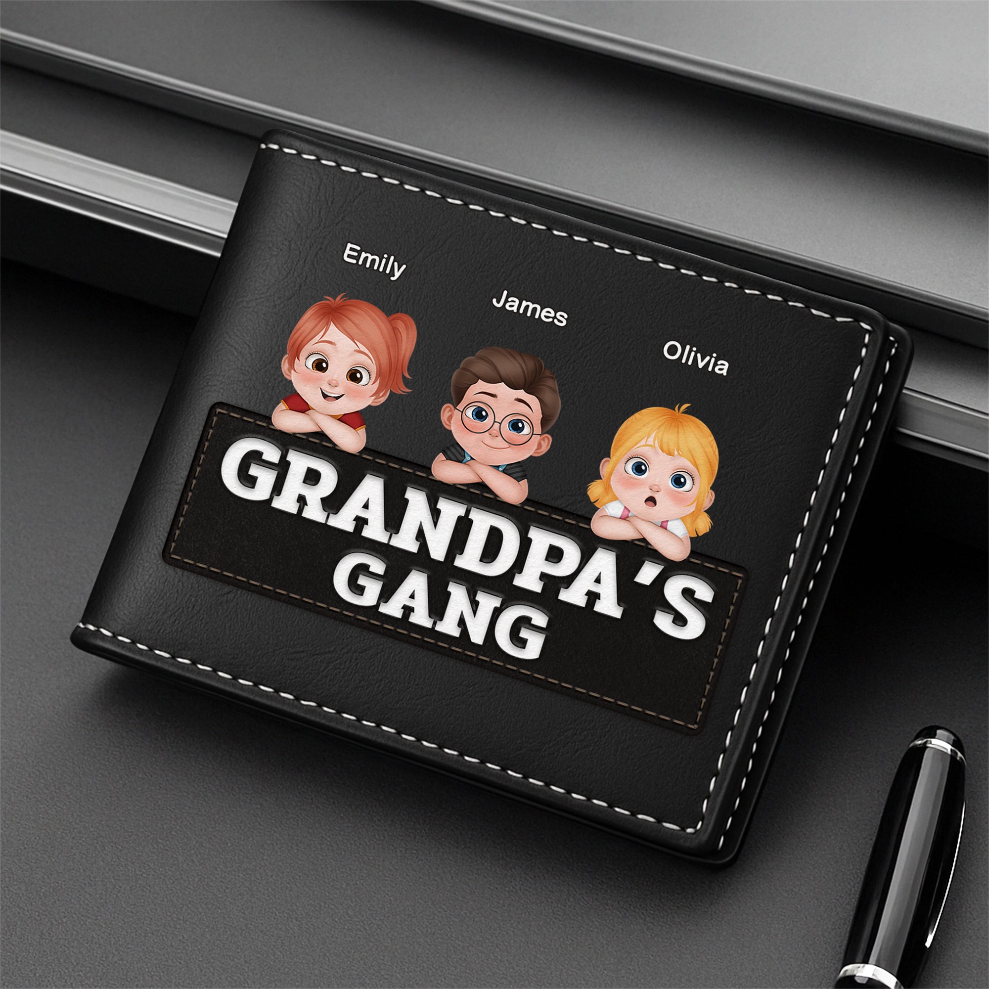 4822JUS2 personalized dad gift daddys gang leather wallet 4822J5MNB