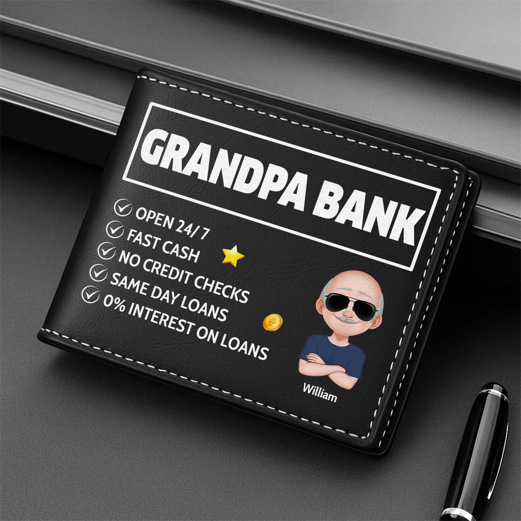 4839JUS2 customized gifts for dad dad bank leather wallet 4839JTTNB