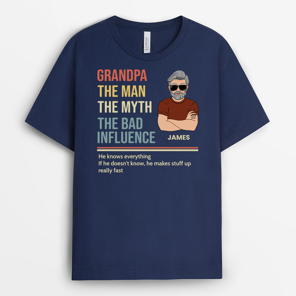 4869US2 personalized gifts for dad man myth bad influence t shirt 4869
