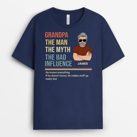 4869US2 personalized gifts for dad man myth bad influence t shirt 4869