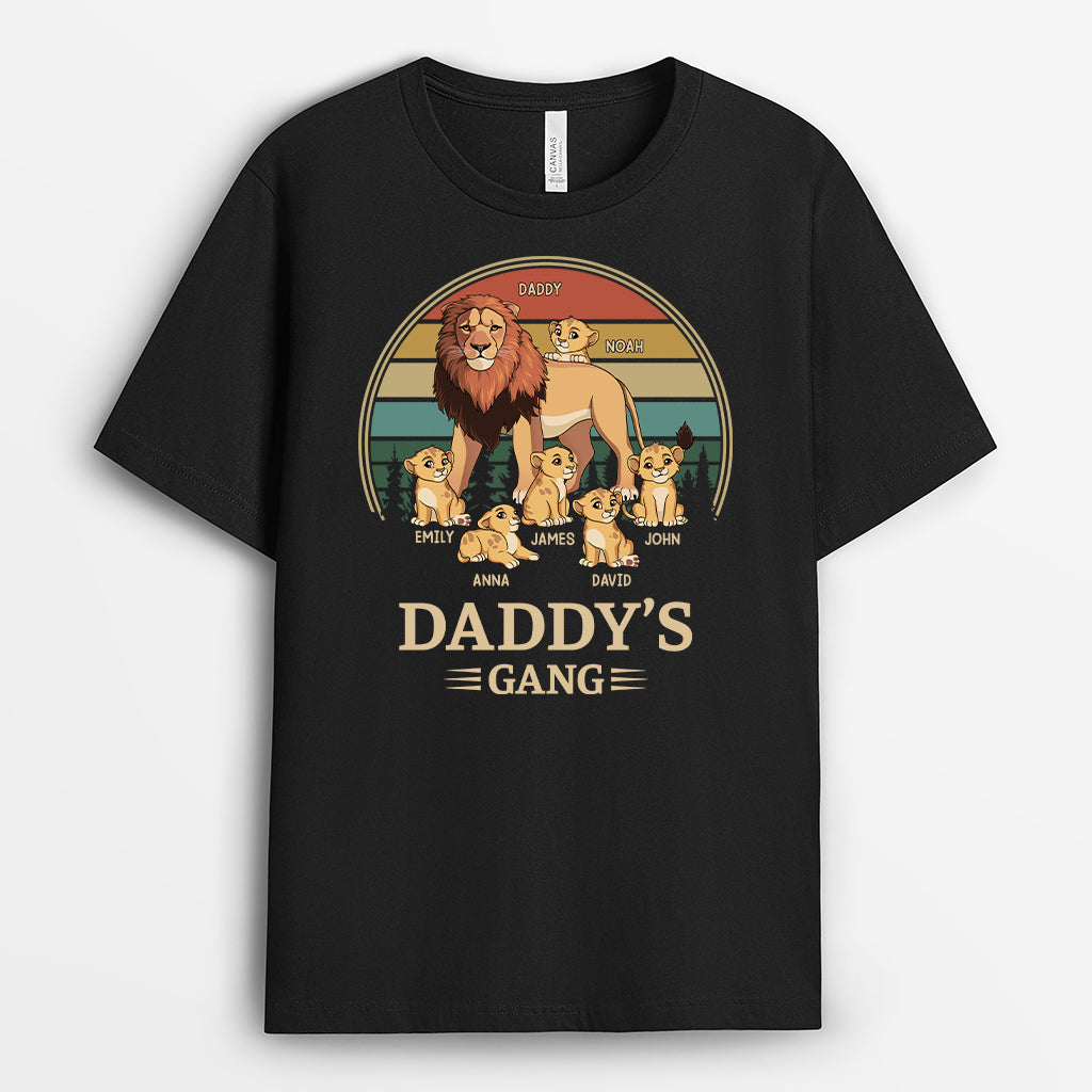4925AUS1 personalized dad t shirt vintage lion daddys gang 4925A3L8B