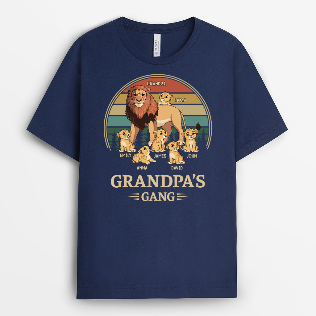4925AUS2 personalized dad t shirt vintage lion daddys gang 4925A3L8B
