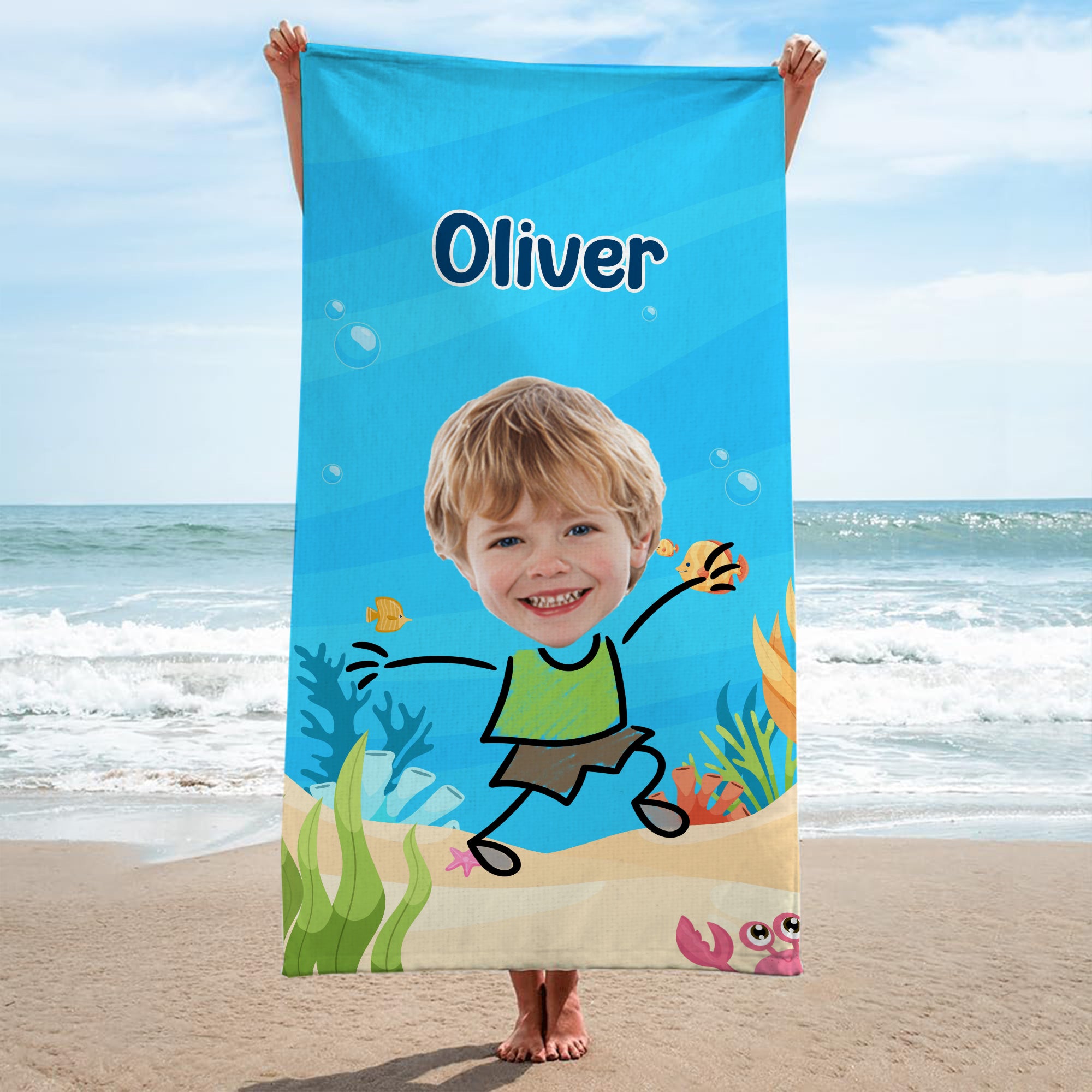 4956BUS2 custom face beach towel_ summer gifts for kids 4956B6MAK