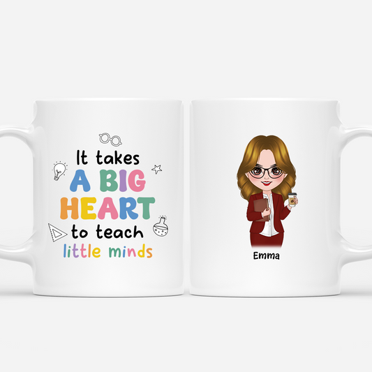 4975MUS1 Custom Teacher Mug It Takes a Big Heart To Shape Little Minds