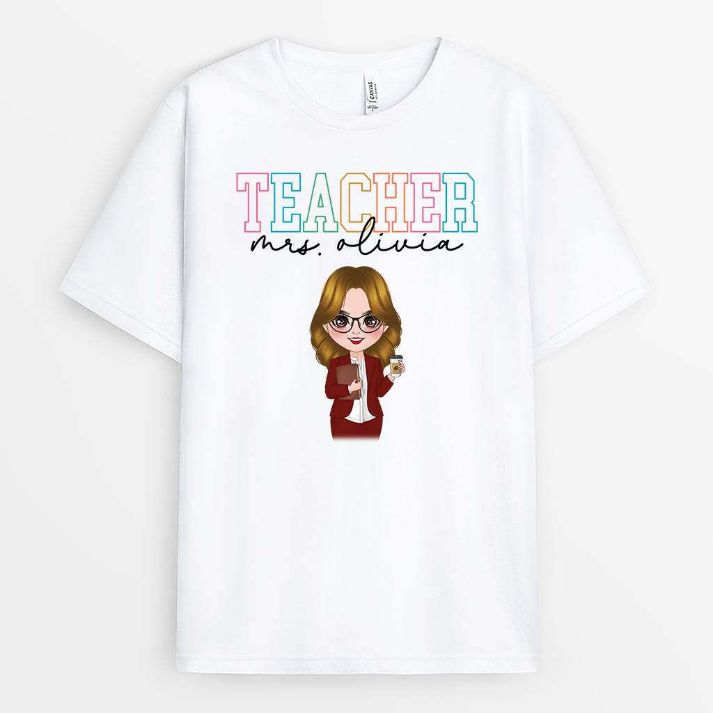 4984AUS1 personalized teacher gifts teacher shirts with name_ 4984ATM0T