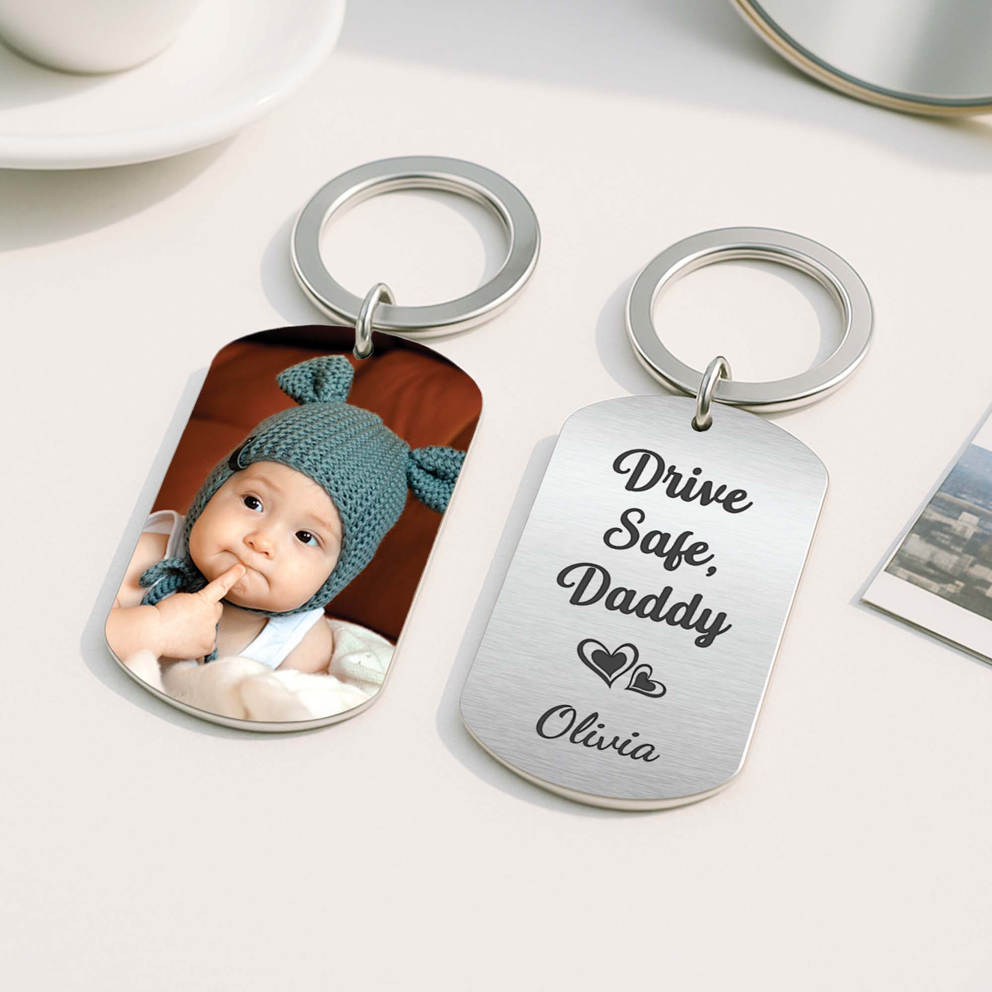 4997JUS2 personalized photo gifts for dad drive safe daddy keychain_ 4997JT4TB