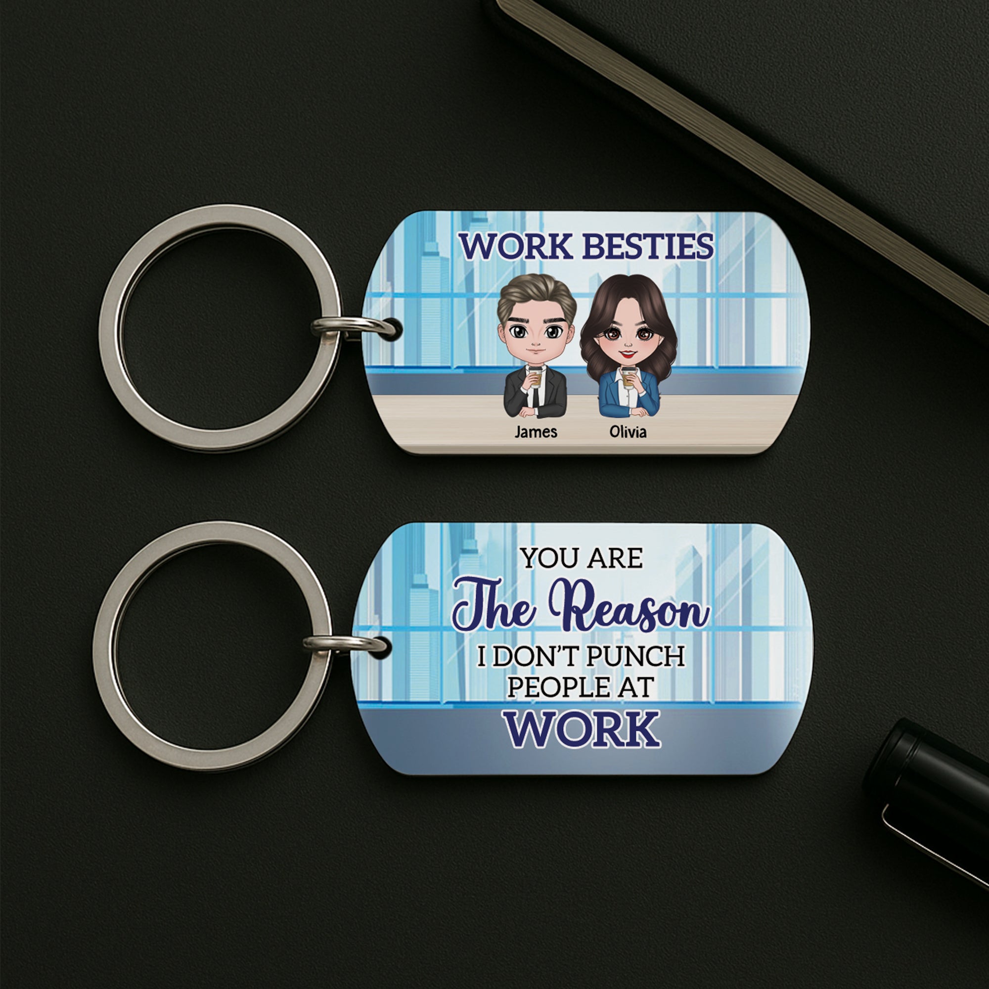 Personalized Work Besties Gifts - Metal Keychains for Coworkers ...