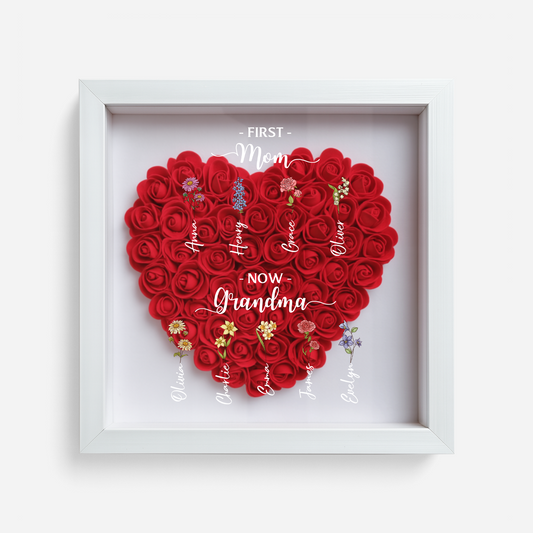 5040OUS1 custom gifts for grandma first mom now grandma flower shadow box 5040OTNNA