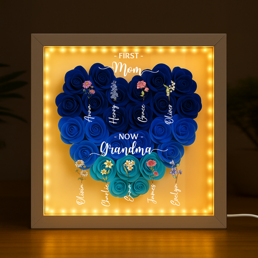 5040OUS2 custom gifts for grandma first mom now grandma flower shadow box 5040OTNNA
