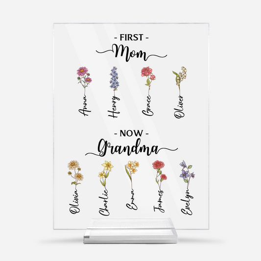 5040RUS1 first_ mom now grandma acrylic plaque with stand custom gifts for grandma 5040rttna