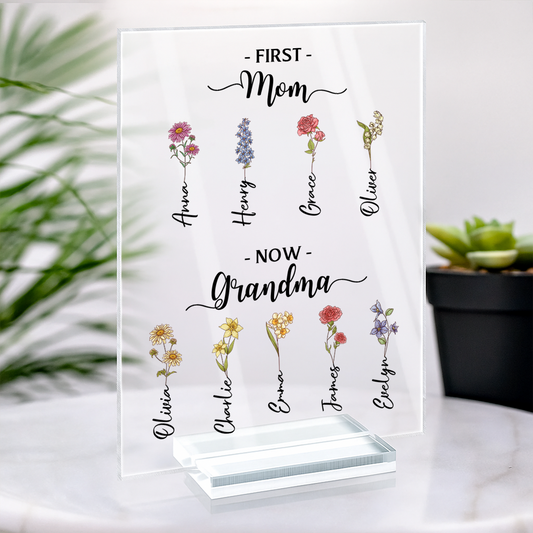 5040RUS2 first_ mom now grandma acrylic plaque with stand custom gifts for grandma 5040rttna