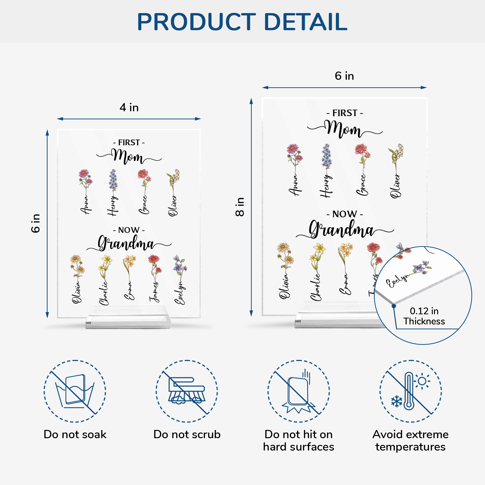 5040RUS4 first_ mom now grandma acrylic plaque with stand custom gifts for grandma 5040rttna