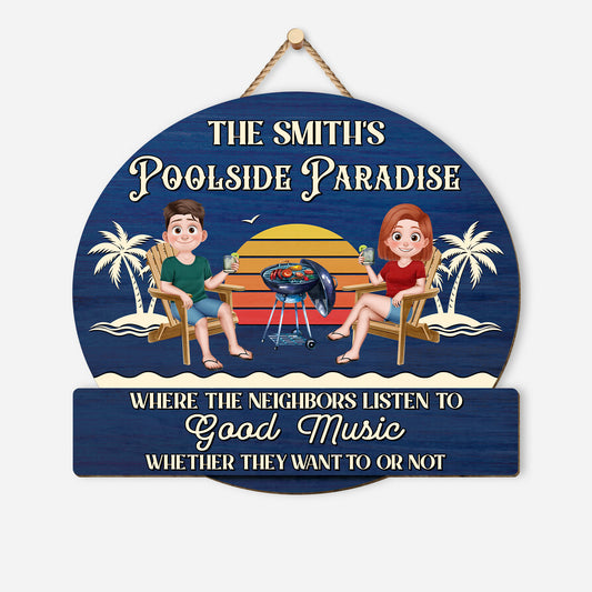 5054QUS1 custom couple gifts_ funny poolside paradise wood signs_ 5054QTLTG
