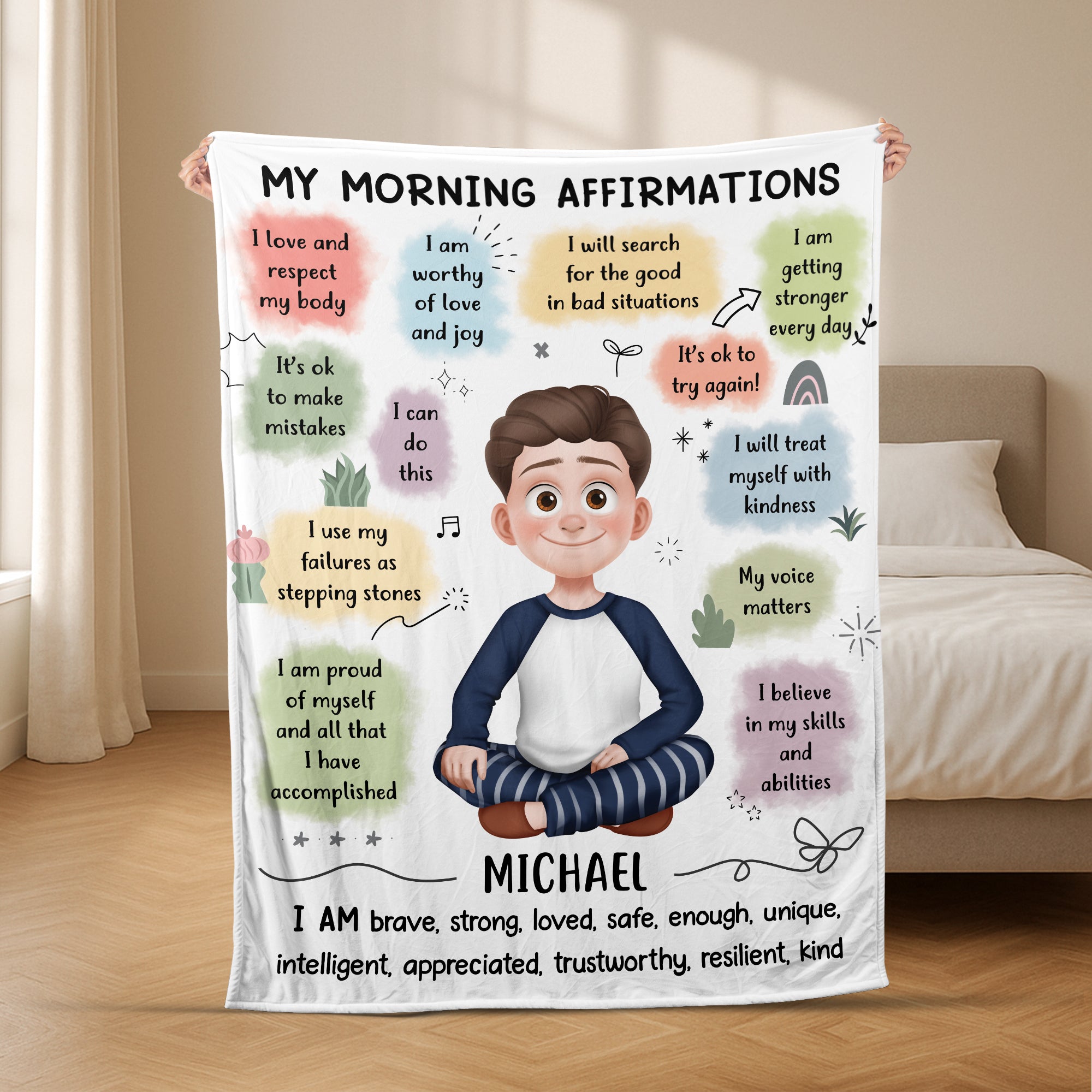 5060BUS2 personalized gifts for women morning affirmations blanket 5060B6QNA