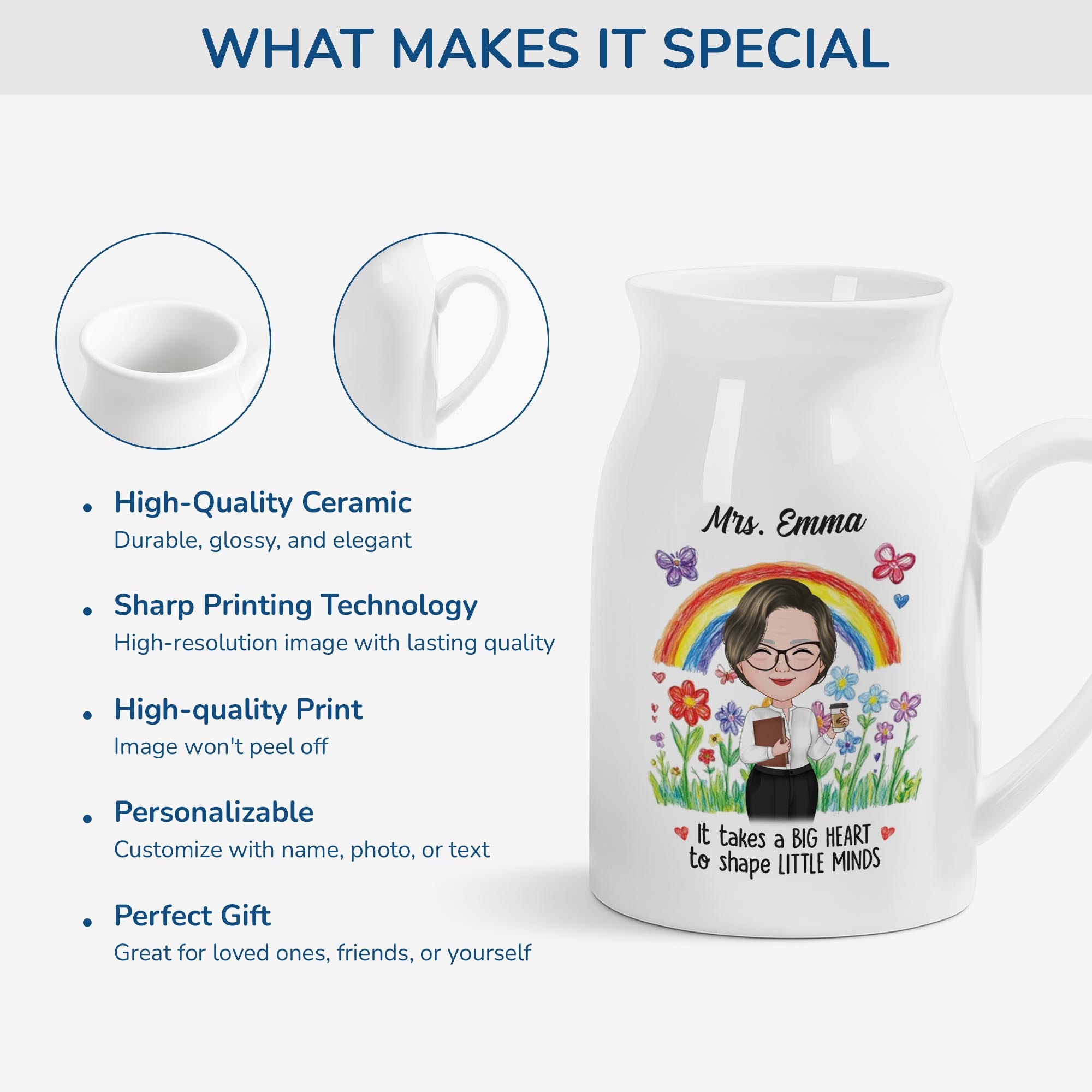 5080OUS4 personalized teacher vase it takes a big heart to shape little minds_ 5080O6HAA