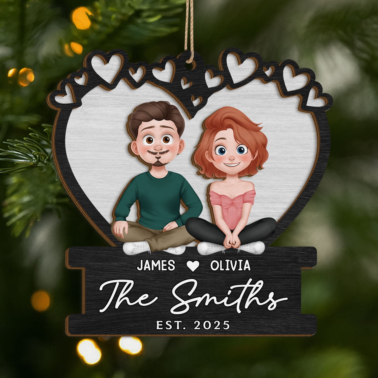 5110OUS1 personalized 2 layered wooden ornaments christmas gifts for couples  5110O6V5G