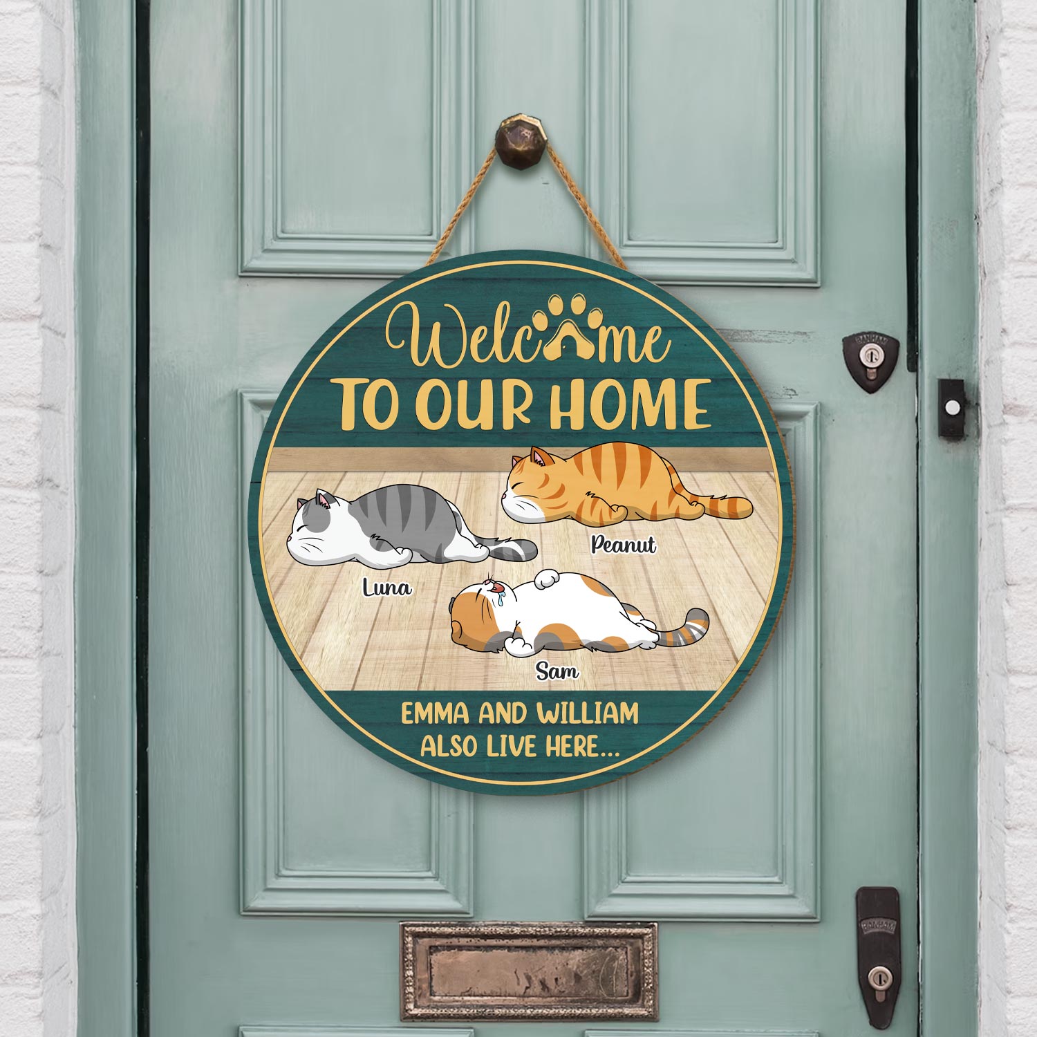 5115QUS2 custom gifts for cat owners wooden welcome signs for homes 5115Q6YAD