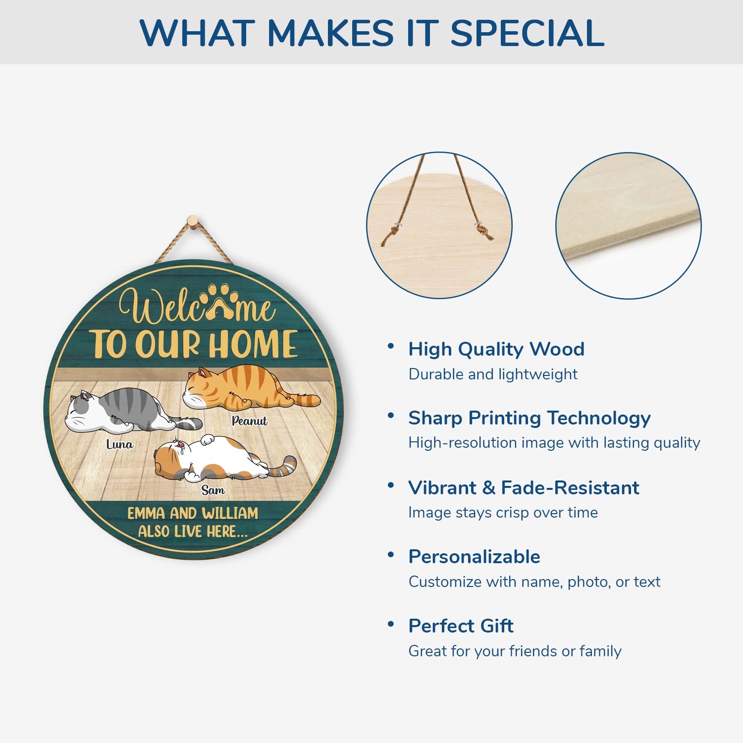 5115QUS4 custom gifts for cat owners wooden welcome signs for homes_ 5115Q6YAD