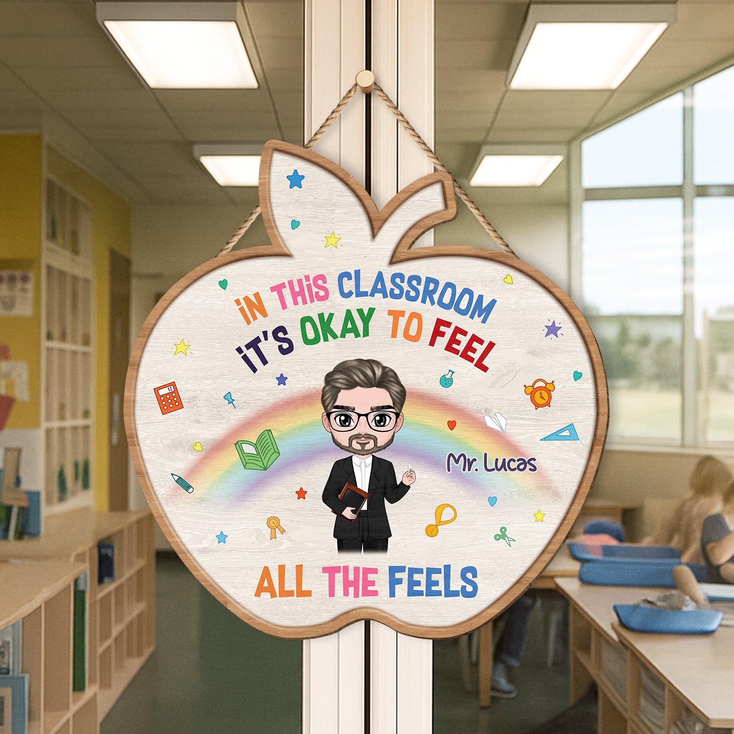 5119QUS2 custom wood sign for teacher its okay to feel all the feels_ 5119Q36NT