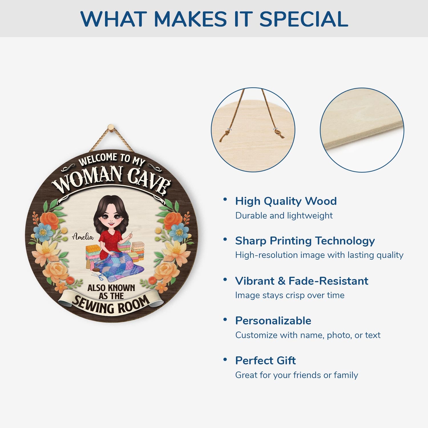 5120QUS4 custom gifts for sewers_ welcome wood sign_ for sewing room 5120Q