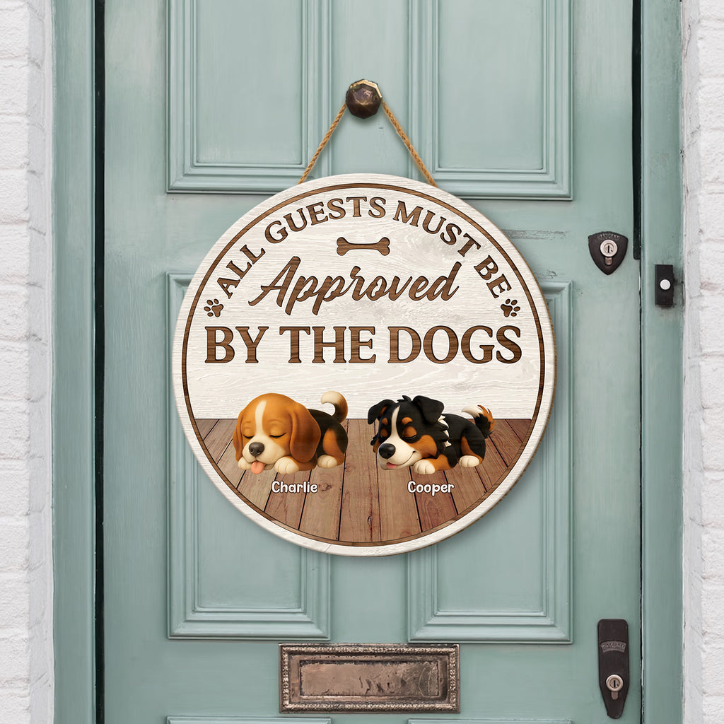 5125QUS2 custom wood dog signs_ all guests must be approved by the dog_ 5125Q3GNC