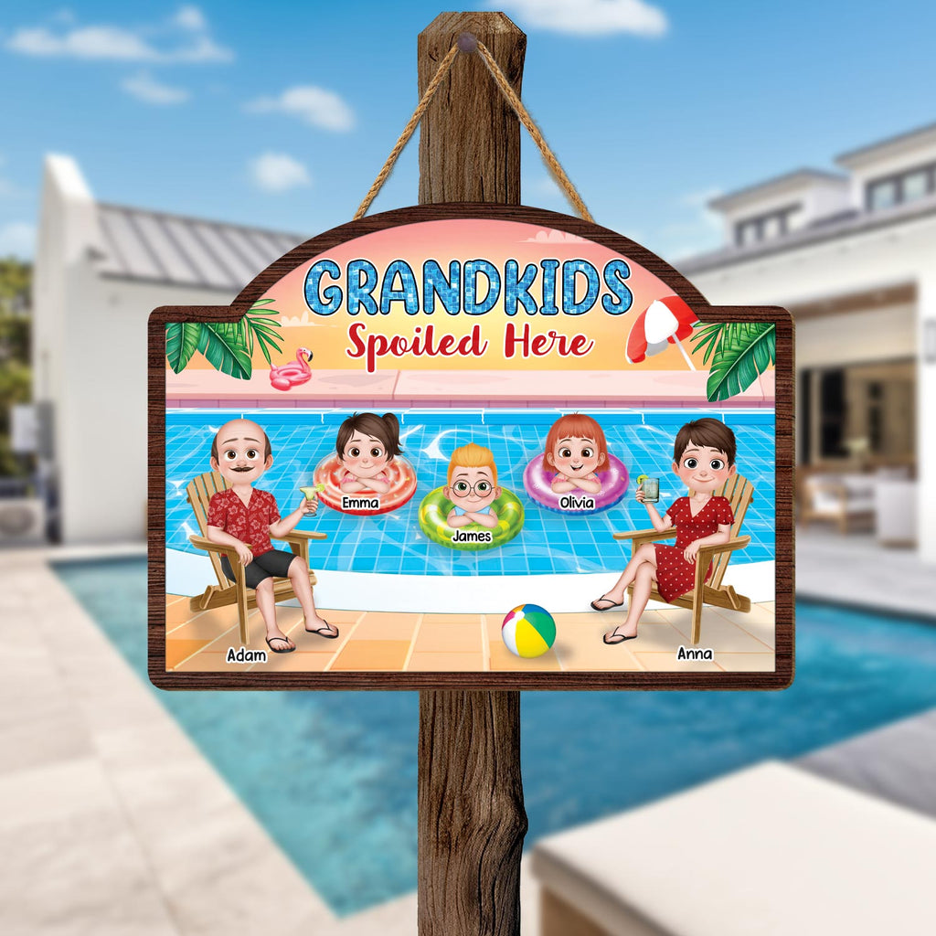 5127QUS2 custom gifts for grandparents grandkids spoiled here wood sign 5127Q3MAI