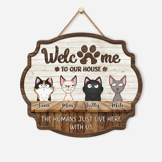 5135QUS1 custom cat gifts for humans wooden welcome signs for homes_ 5135QKYND