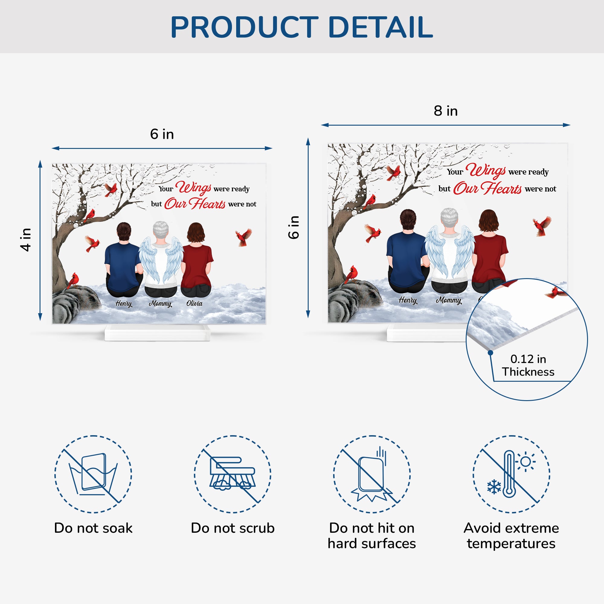 5147RUS4 custom acrylic plaques your wings were ready but our hearts were not 5147R36ZA