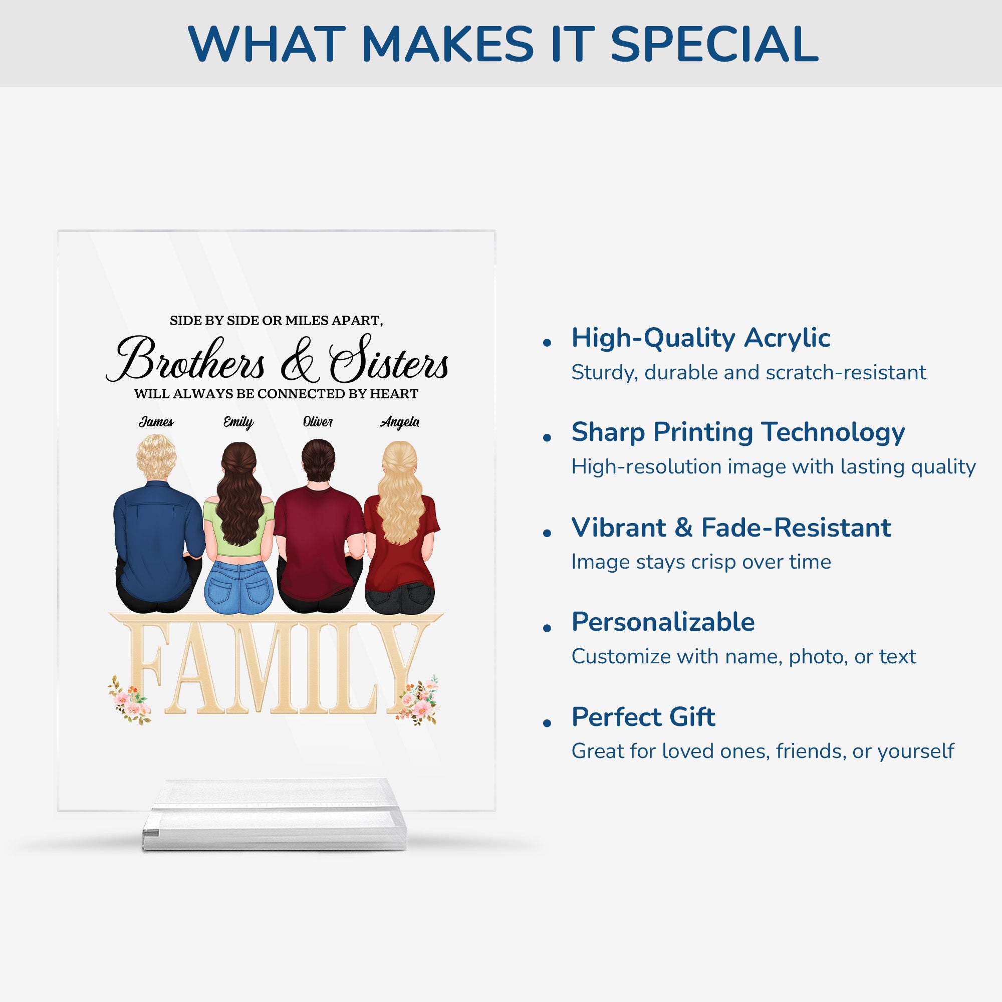 5152RUS5 personalized gifts for siblings acrylic plaque with stand 5152RTLMI