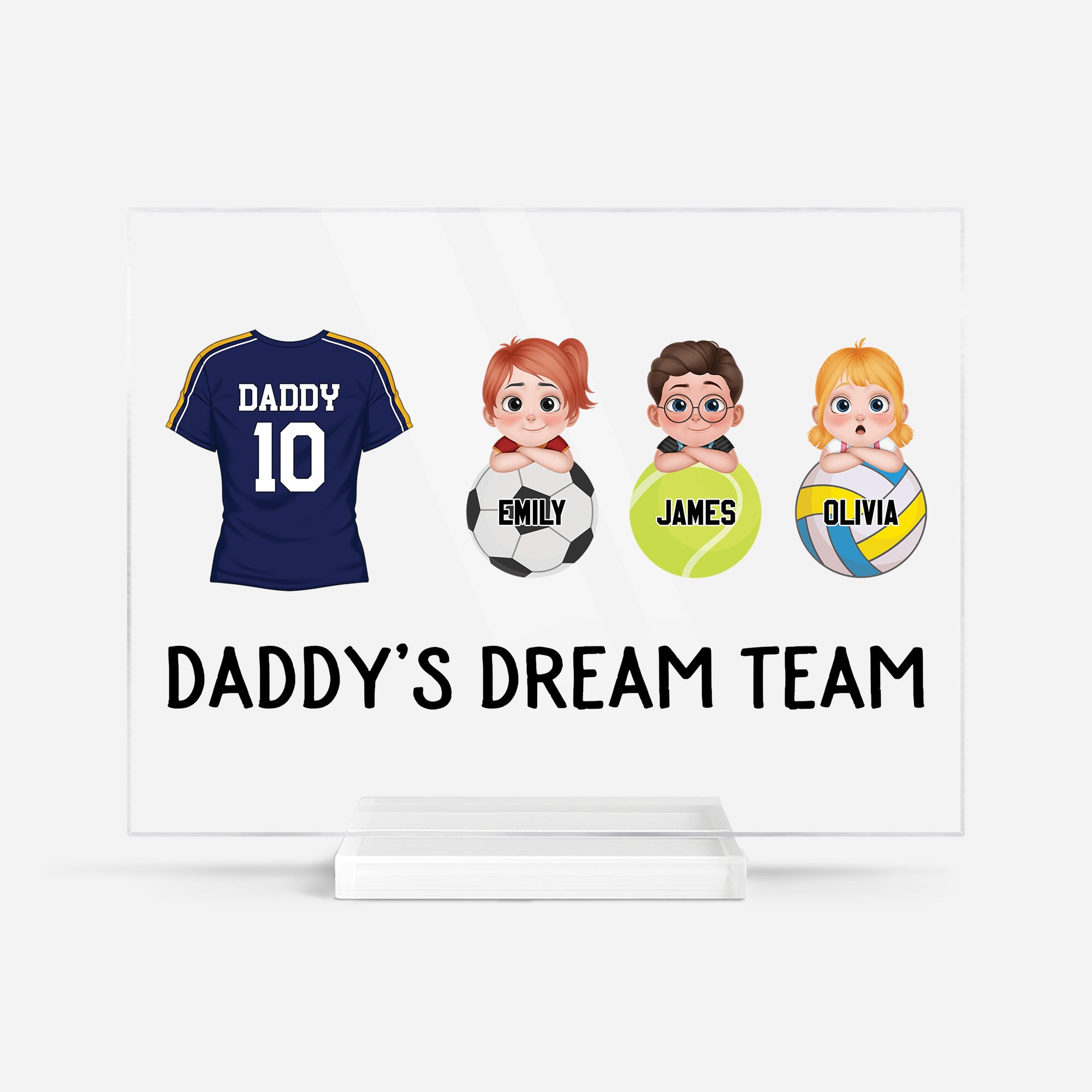 5166RUS1 custom dad gifts daddys dream team acrylic plaque with stand 5166RTYMB