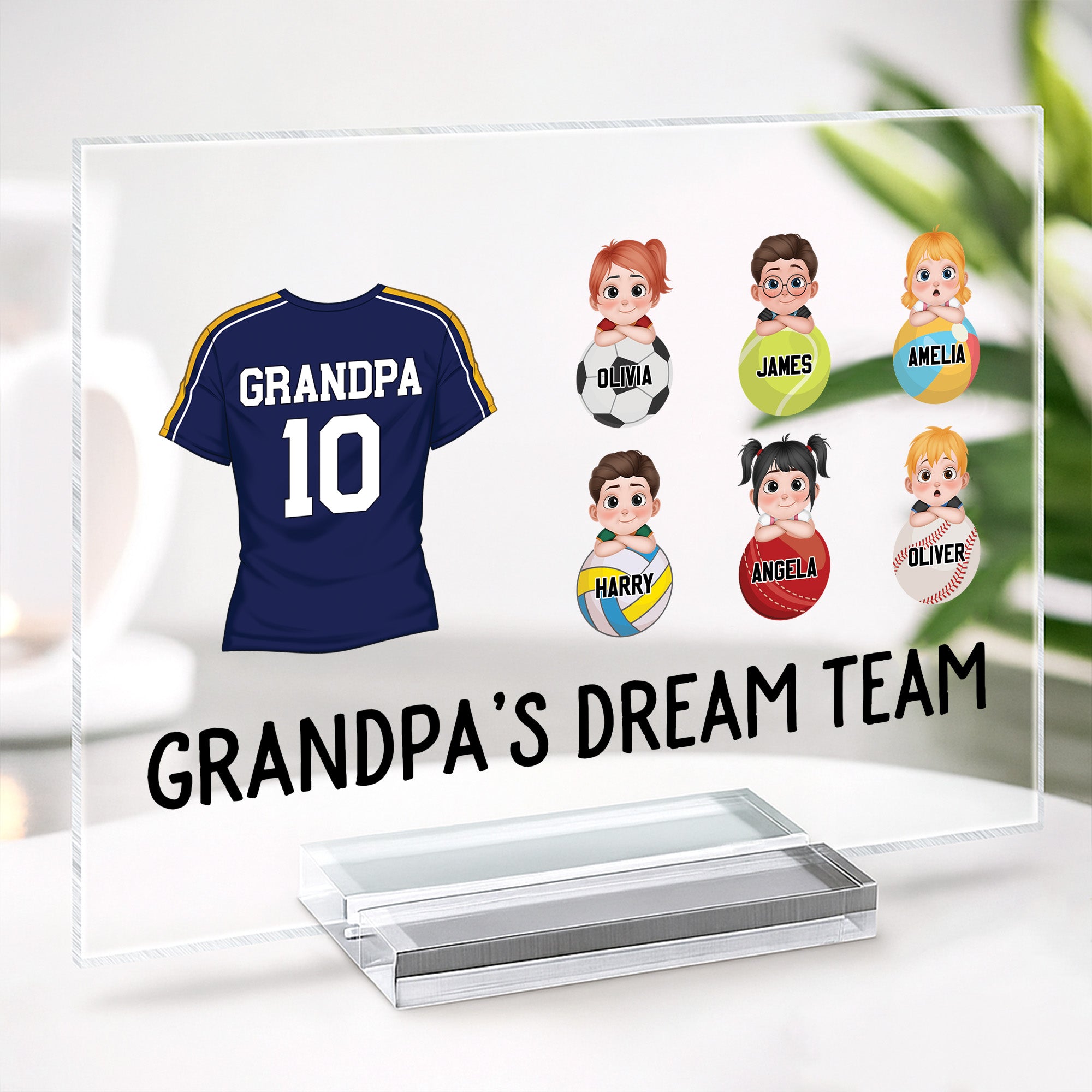 5166RUS2 custom dad gifts daddys dream team acrylic plaque with stand 5166RTYMB