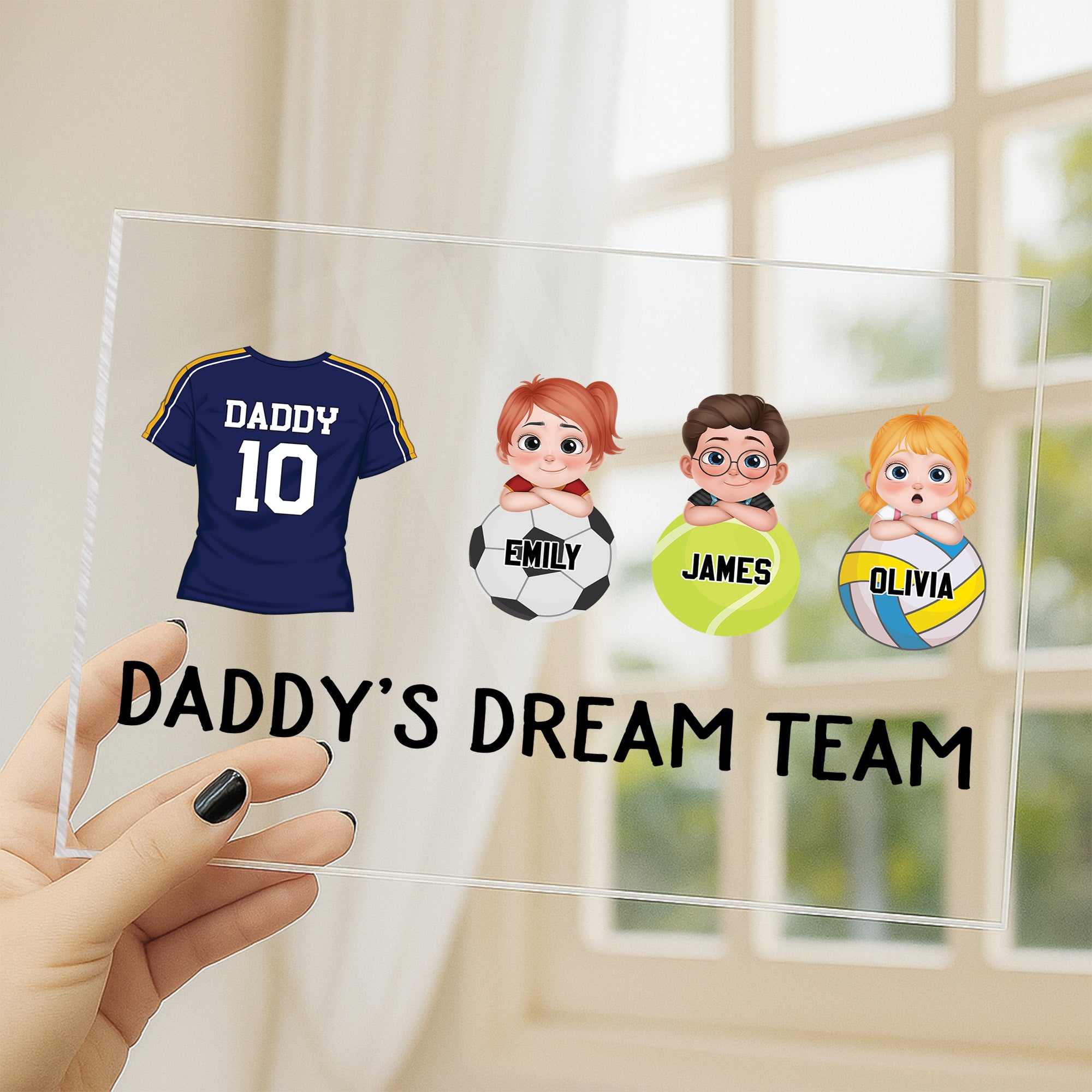 5166RUS3 custom dad gifts daddys dream team acrylic plaque with stand 5166RTYMB