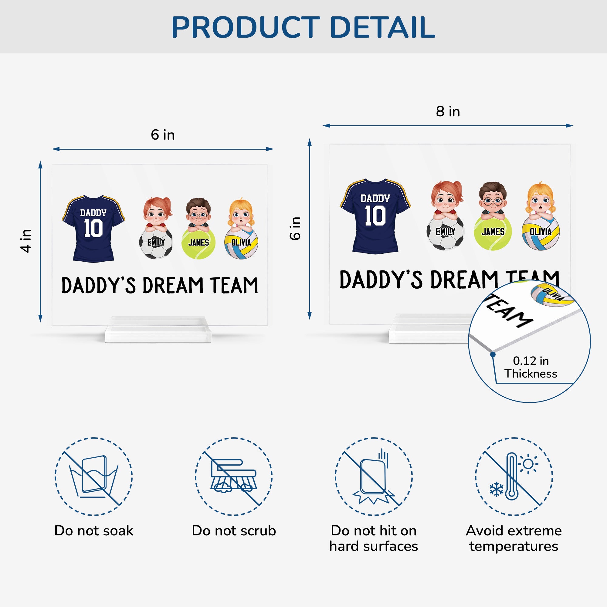 5166RUS4 custom dad gifts daddys dream team acrylic plaque with stand 5166RTYMB