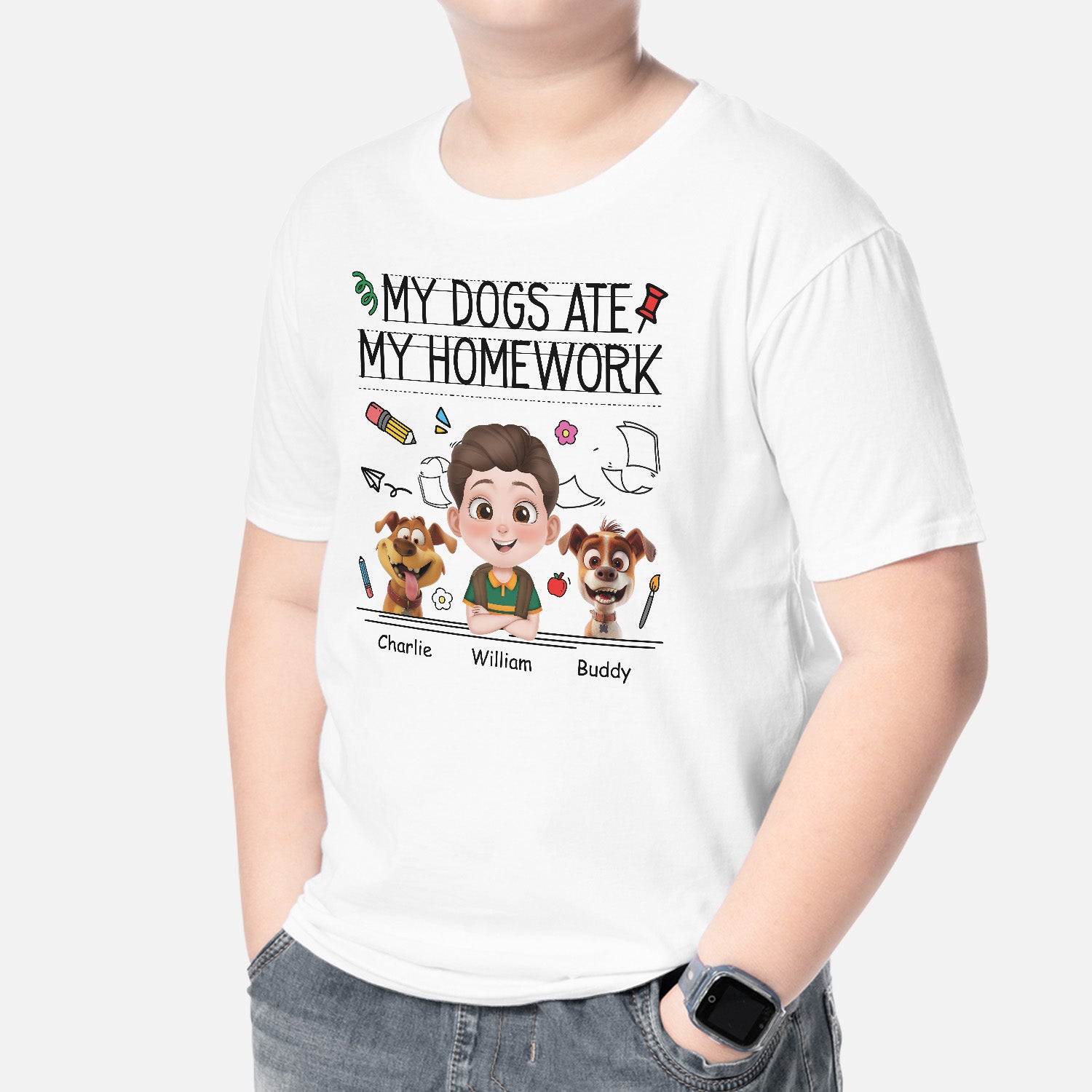 5195AUS2 personalized gifts for kids my dog ate my homework shirt_s 5195AKYTK