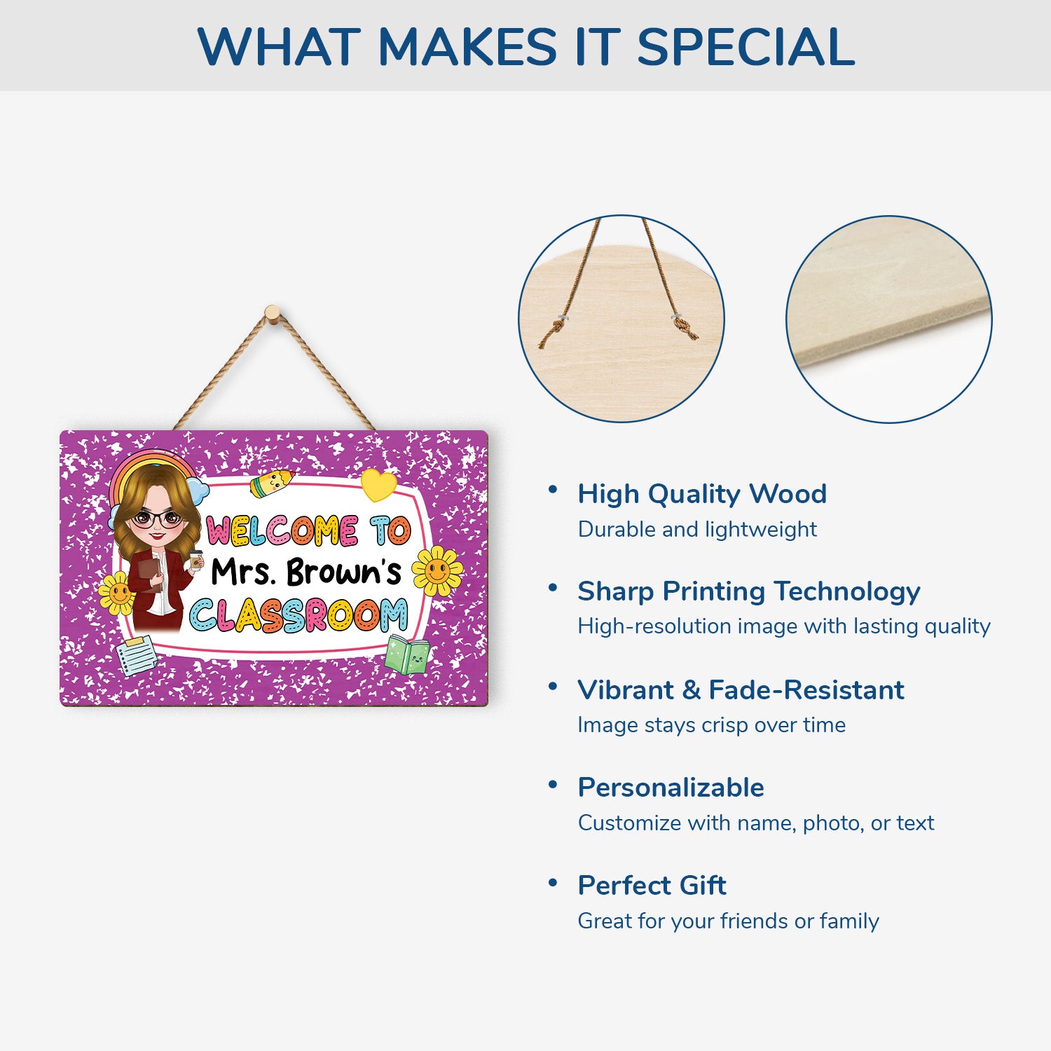 5204QUS4 personalized gifts for teachers wooden welcome signs 5204QKMTT