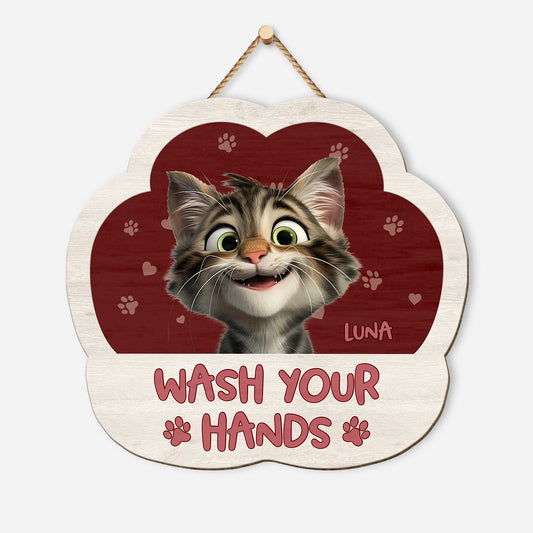 5214QUS1 custom gifts for cat lovers wash your paws wood signs  5214QK6ND