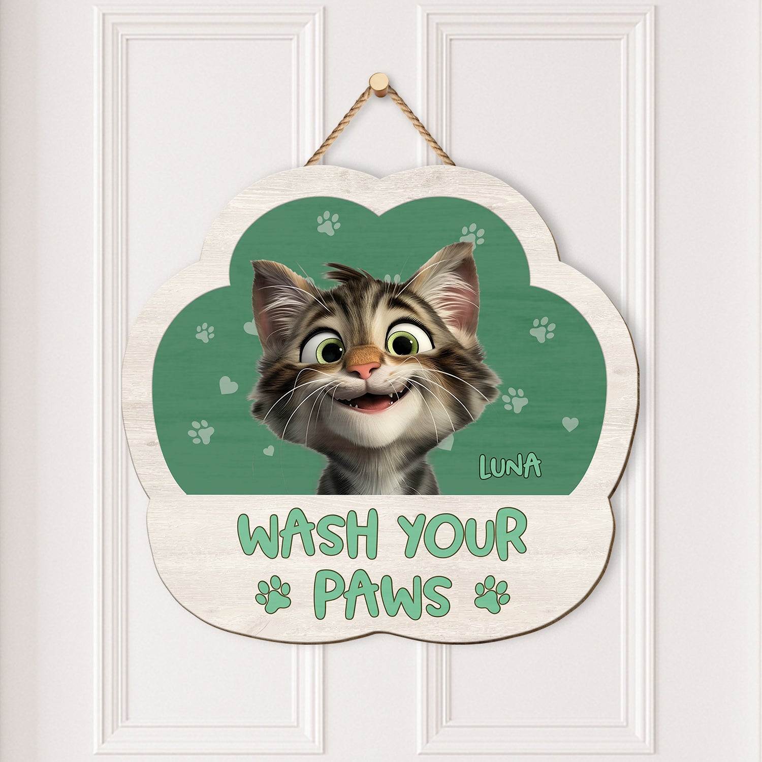 5214QUS2 custom gifts for cat lovers wash your paws wood signs  5214QK6ND
