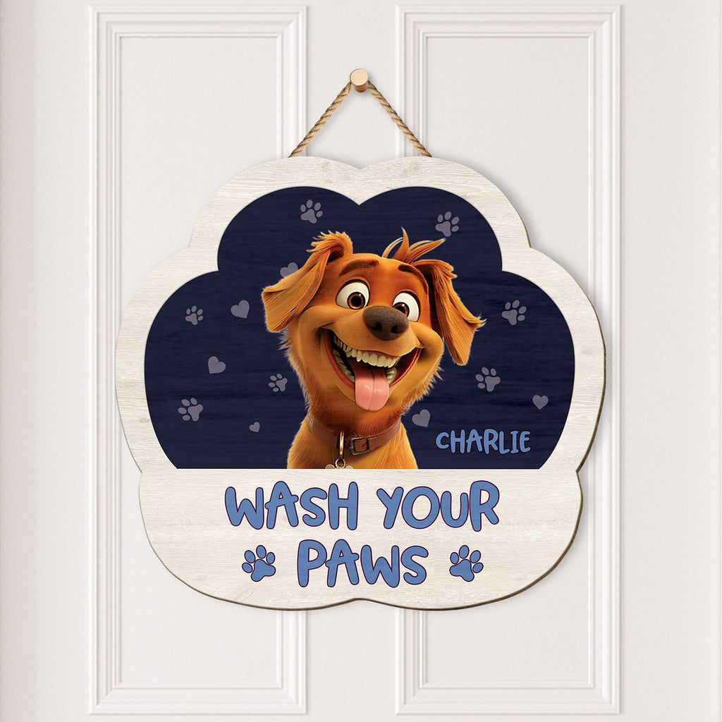 5214QUS2 custom gifts for dog lovers wash your paws wood signs  5214QK6NC