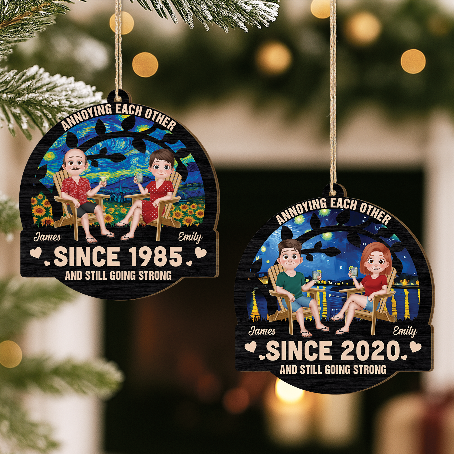 5216OUS2 custom 1 layered wood ornaments funny christmas gifts for couples 5216O3MMG