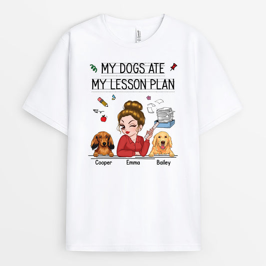 5223AUS1 personalized teacher gifts my dog ate my lesson plan_ shirt 5223ATGAT