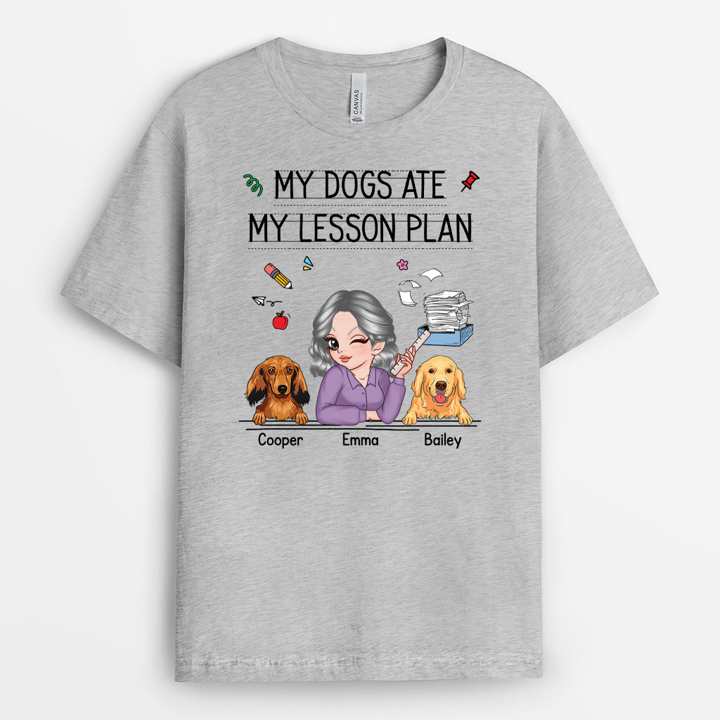 5223AUS2 personalized teacher gifts my dog ate my lesson plan_ shirt 5223ATGAT