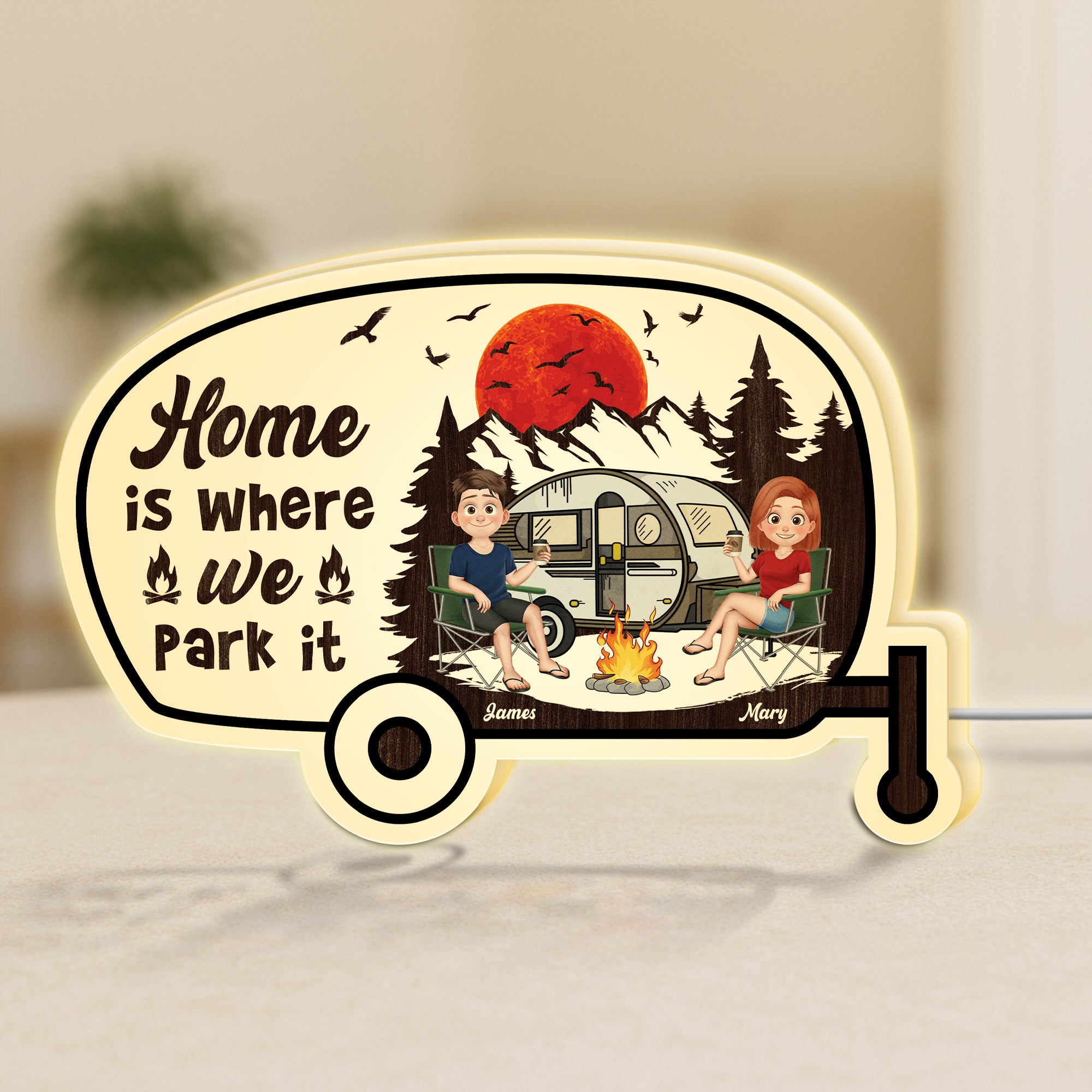 5231LUS1 custom camping gifts for couples home is where we park it light box 5231LTLZG