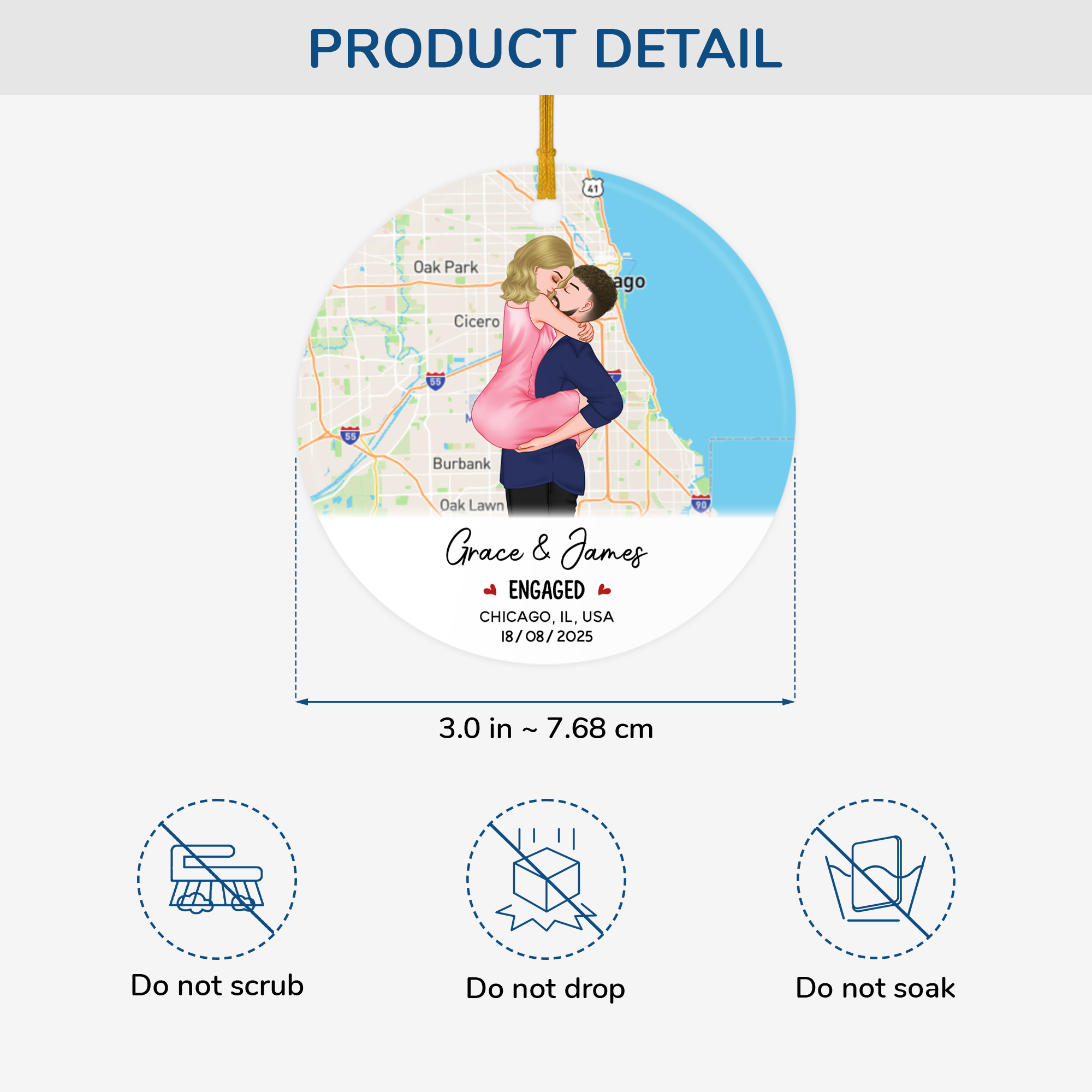 5254OUS3 personalized ceramic ornaments engagement gifts for couples 5254OKU7G