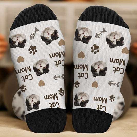 5300JUS2 personalized cat gifts for humans socks with cats face_ 5300JTQND