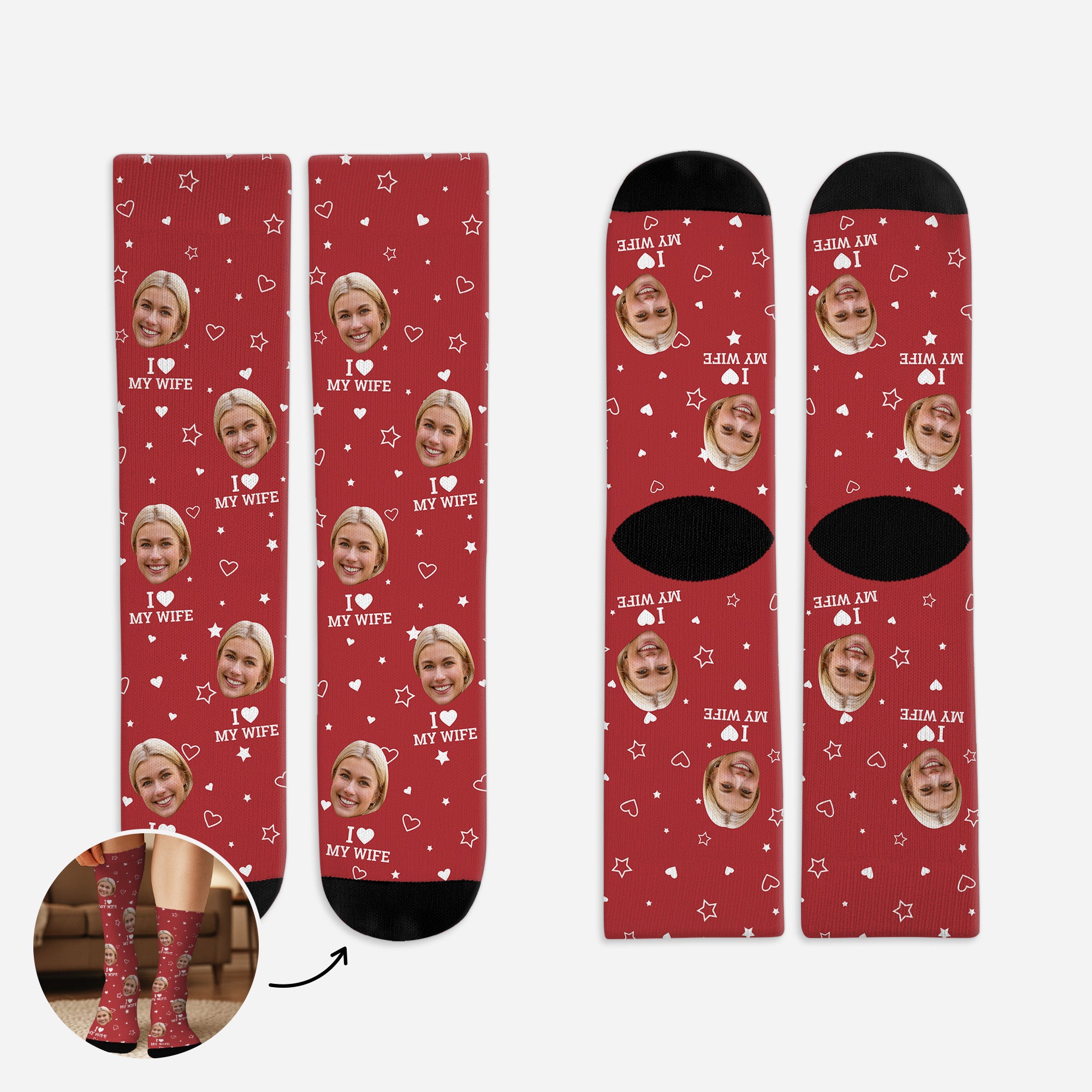 5302JUS1 personalized gifts for husband i love my wife socks with faces 5302J8LMG